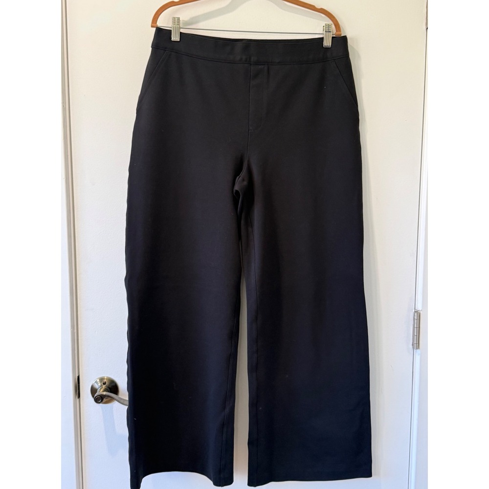 Spanx Wide Leg Pants Black Ponte Knit Rayon Blend XL Oprah's Favorite Trousers